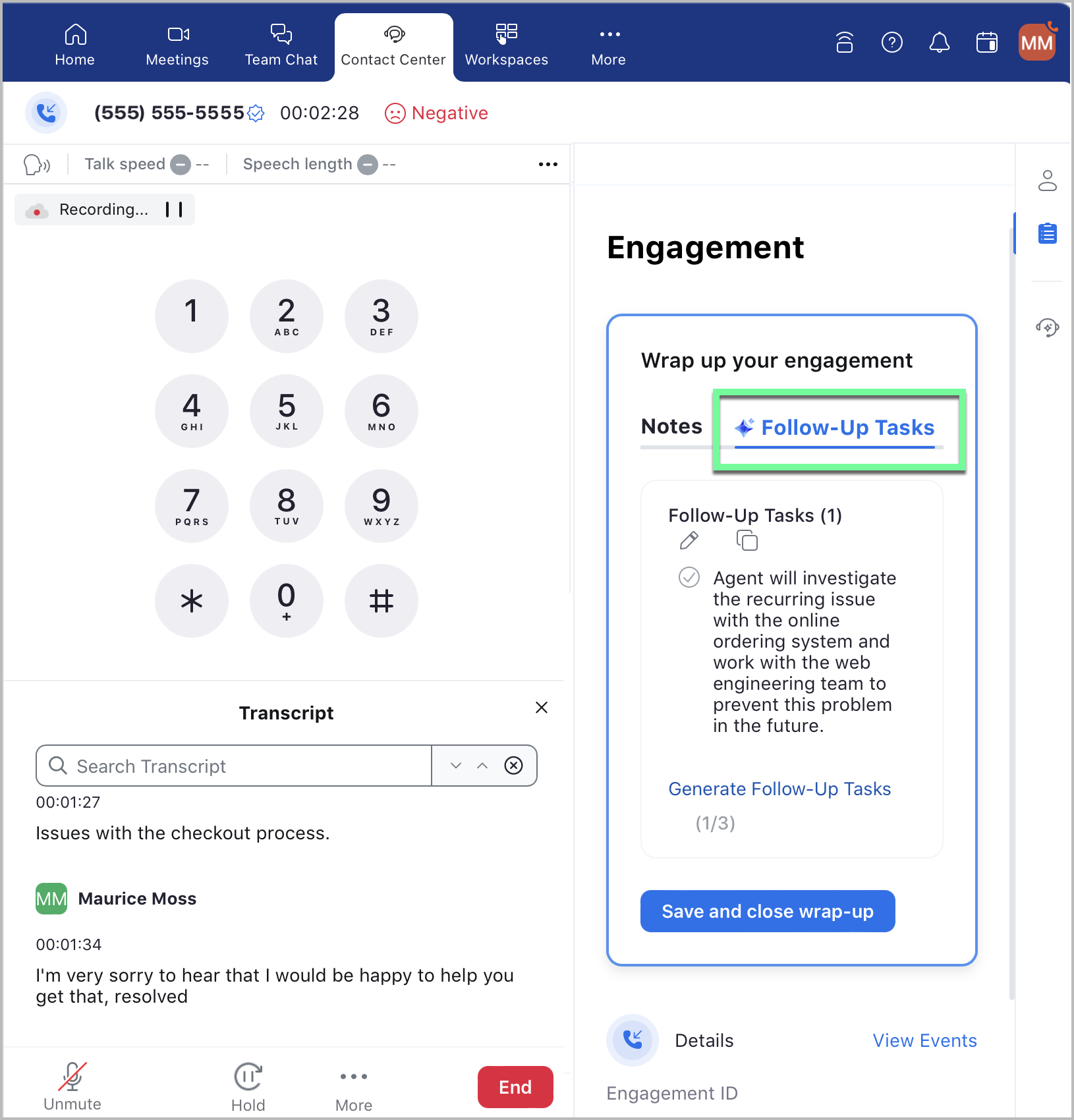 An image demonstrating generated Follow-Up Tasks from a conversation